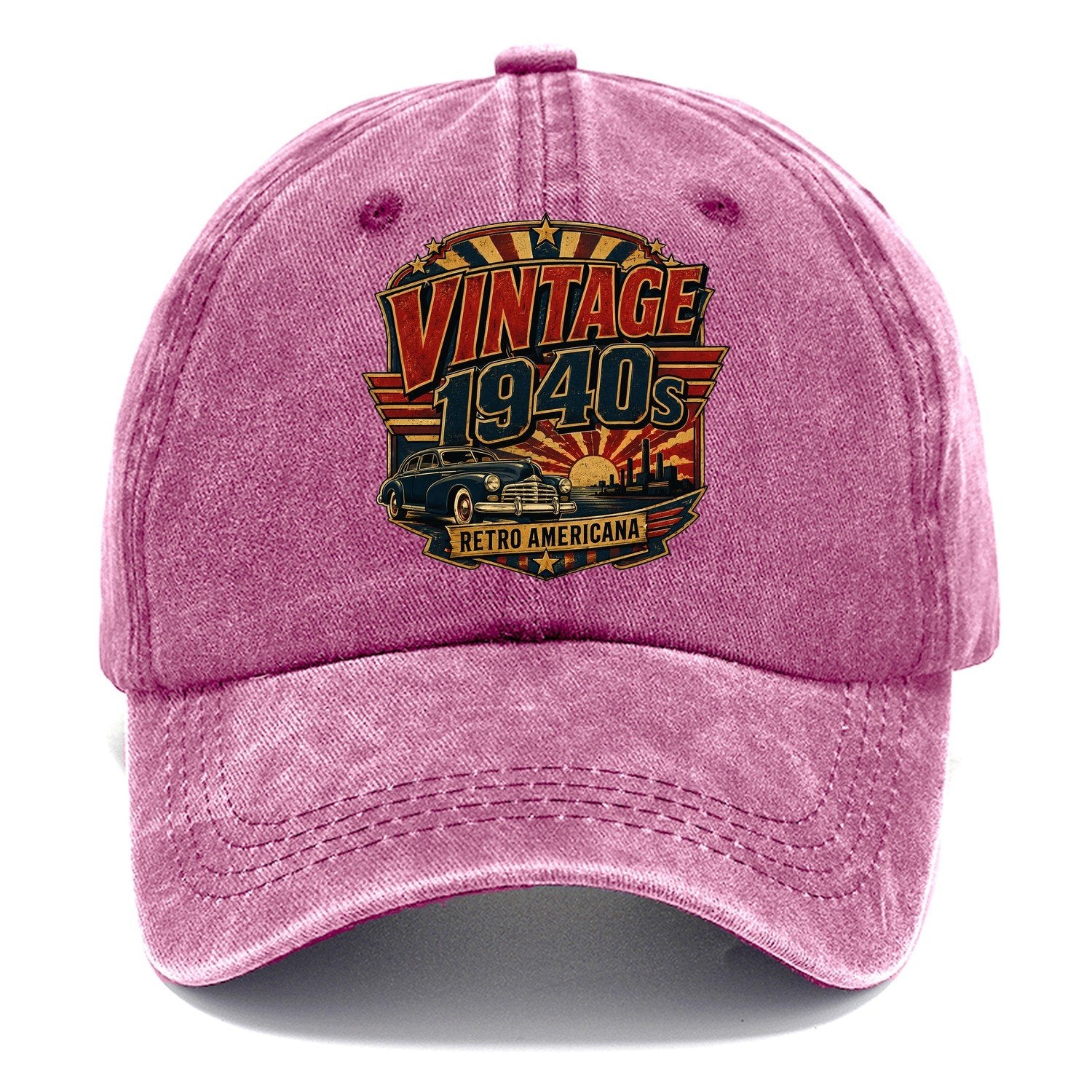 Vintage 1940S Retro Americana Classic Cap – Dusty Rose