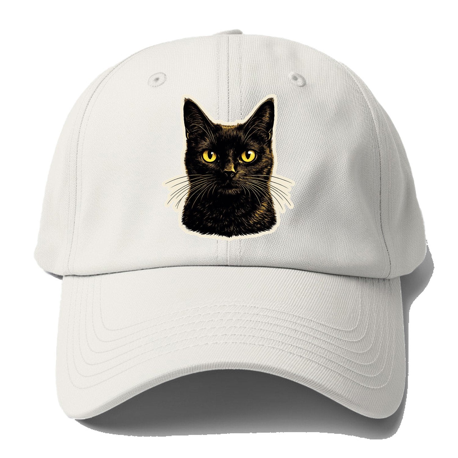 Golden Eyed Black Cat Baseball Cap – Off White