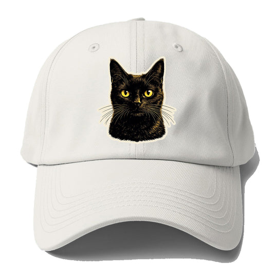 Golden Eyed Black Cat Baseball Cap – Off White