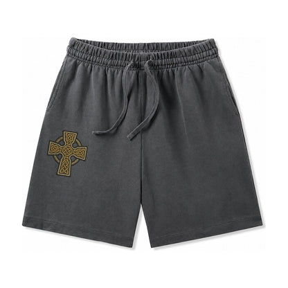 Celtic Cross Washed Shorts – Dark Gray
