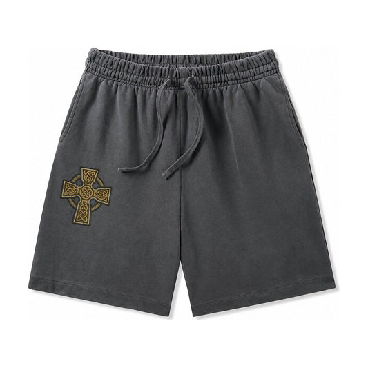 Celtic Cross Washed Shorts – Dark Gray