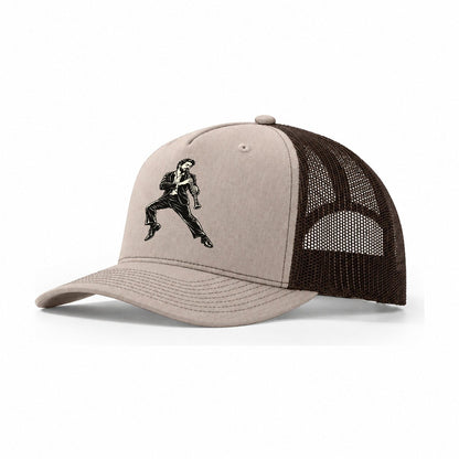 Clarinetist Rising Phrase Global Music Ink Figures Trucker Hat – Khaki Brown