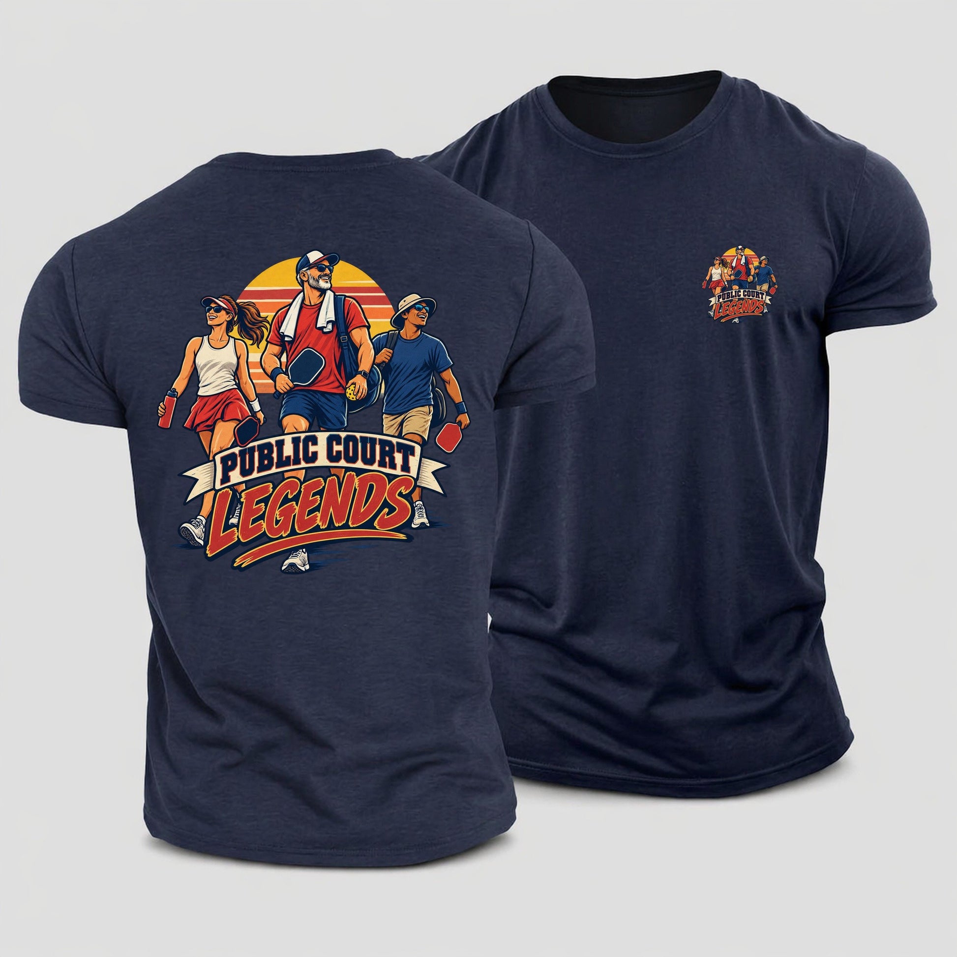 Public Court Legends Pickleball Life Cotton T-Shirt – Navy