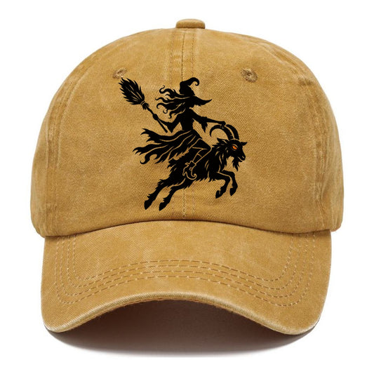 Medieval Woodcut Witch On A Goat Witch Magic Classic Cap – Golden Harvest