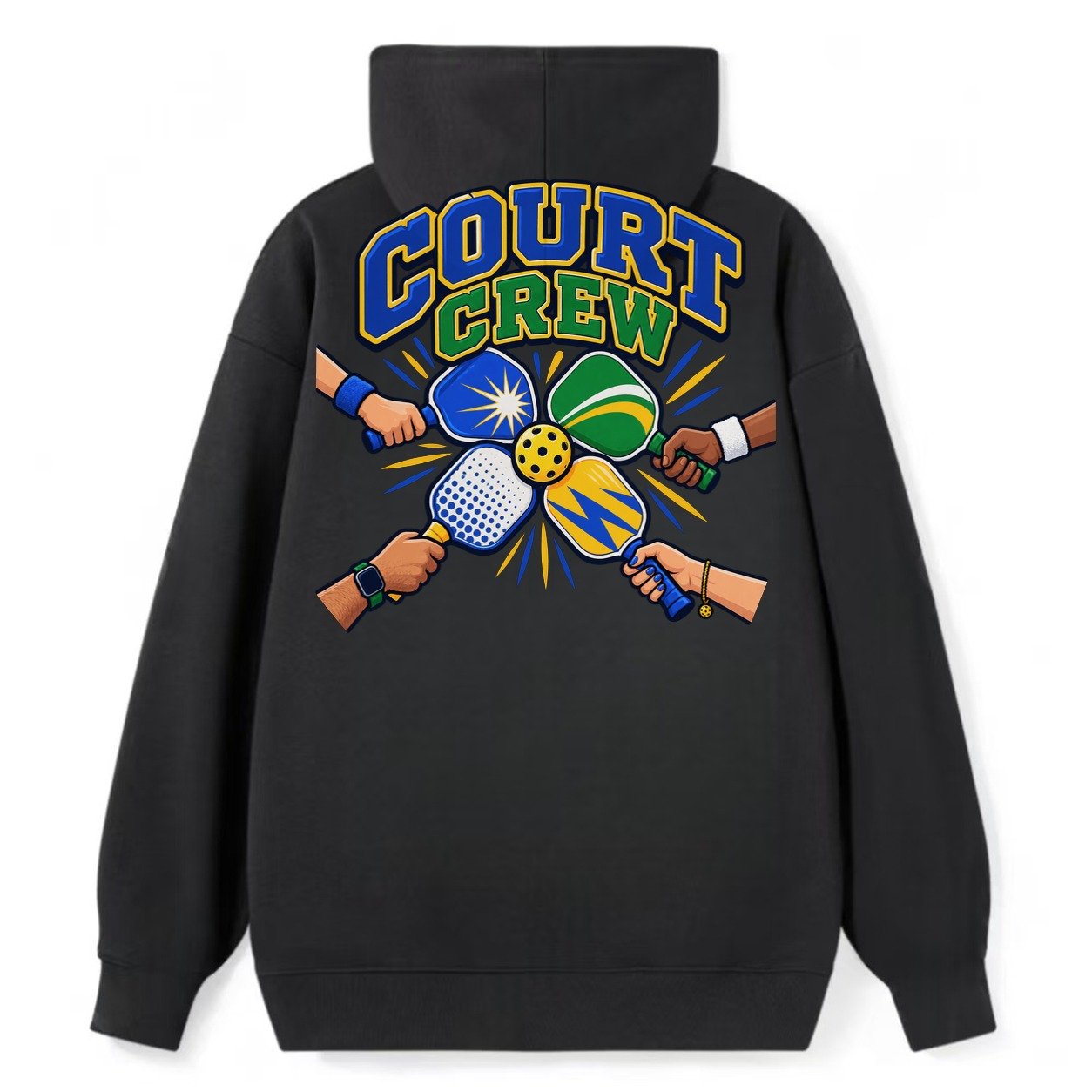 Court Crew Pickleball Life Classic Pullover Hoodie – Black