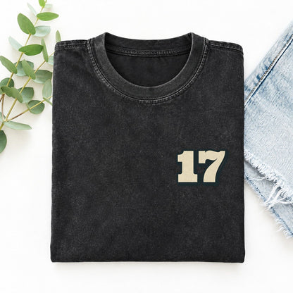 Number 17 Left Chest Vintage T-shirt – Black