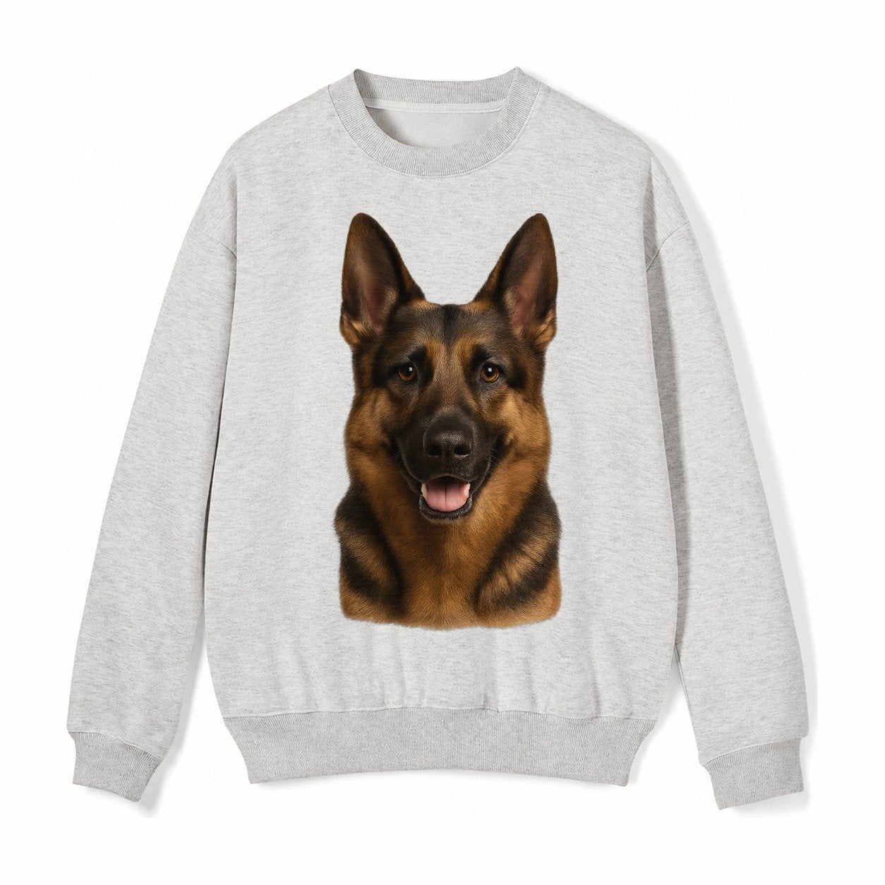 German Shepherd Portrait Fleece Sweatshirt – Light Gray