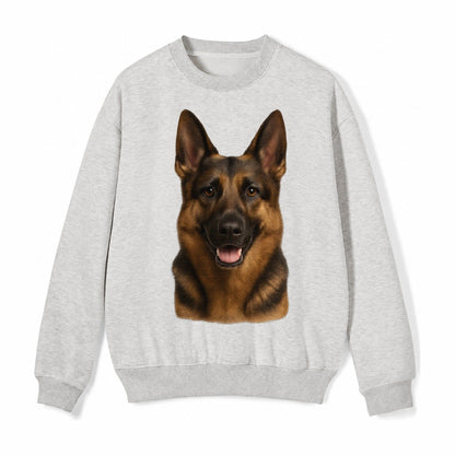 German Shepherd Portrait Fleece Sweatshirt – Light Gray