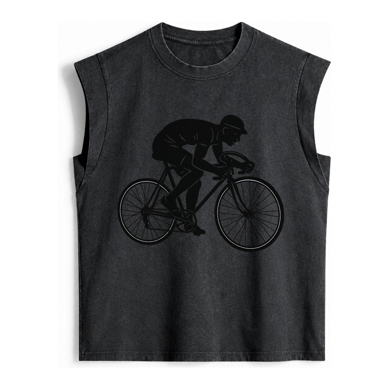 Cyclist Sprinting In Racing Position Vintage Washed Tank – Black