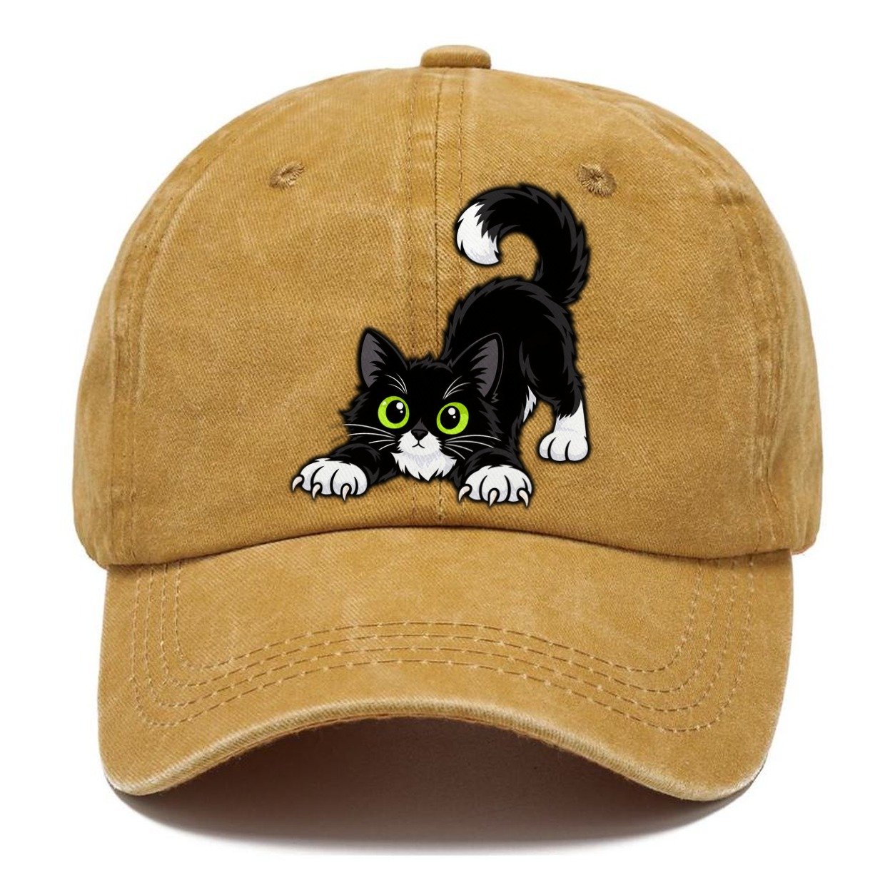 Tuxedo Cat Stretching Peeking Cats Classic Cap – Golden Harvest
