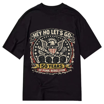 Ramones Legacy Hey Ho Lets Go Typography Presidential Seal P Classic T-shirt – Black