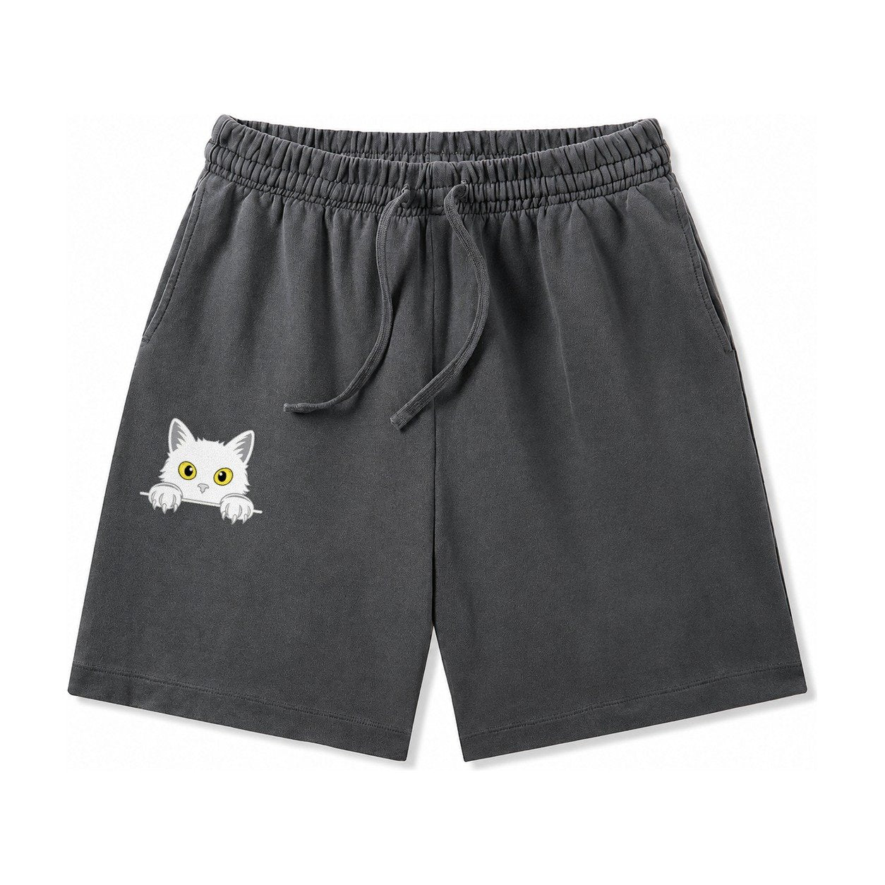 Black Cat Washed Shorts – Dark Gray