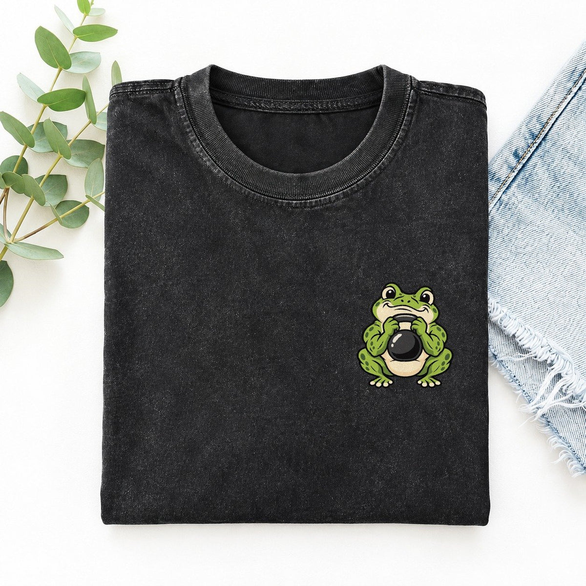 Kettlebell Frog Left Chest Vintage T-shirt – Black