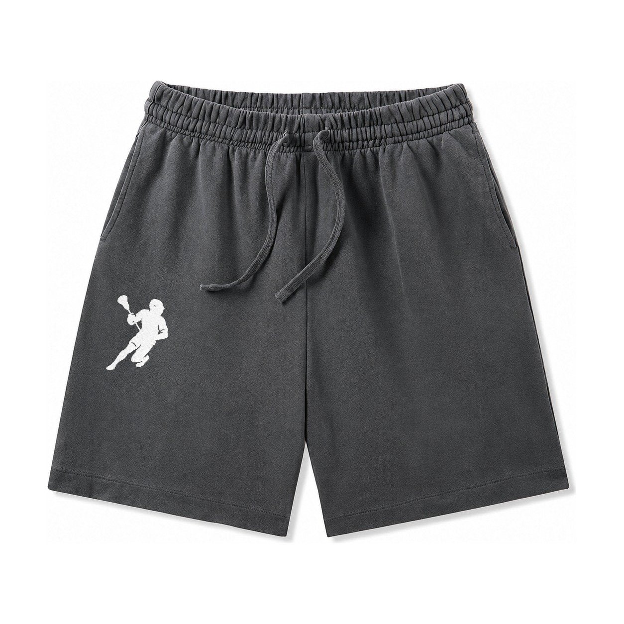 Lacrosse Player Cradling Stick Washed Shorts – Dark Gray