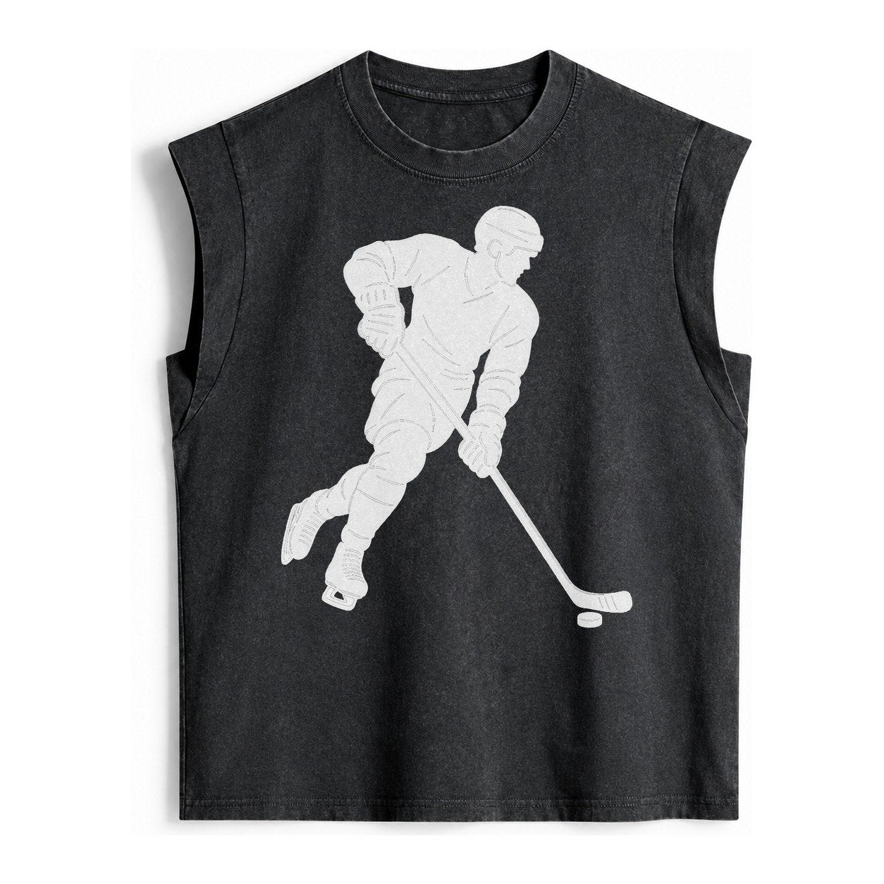 Ice Hockey Player Vintage Washed Tank – Black