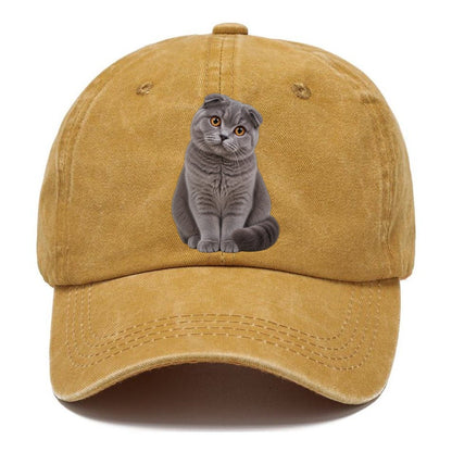 Scottish Fold Seated Portrait Realistic Cat Portrait Classic Cap – Golden Harvest