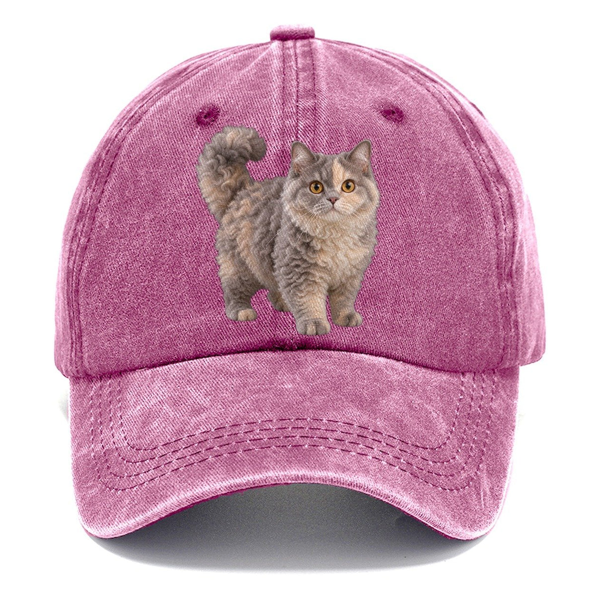 Selkirk Rex Standing Three Quarter Realistic Cat Portrait Classic Cap – Dusty Rose
