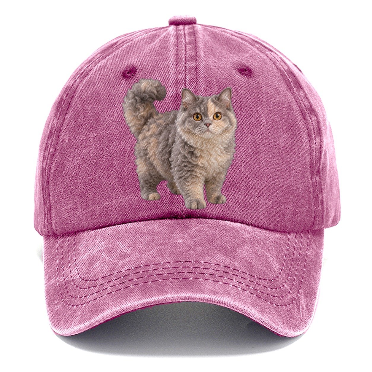 Selkirk Rex Standing Three Quarter Realistic Cat Portrait Classic Cap – Dusty Rose