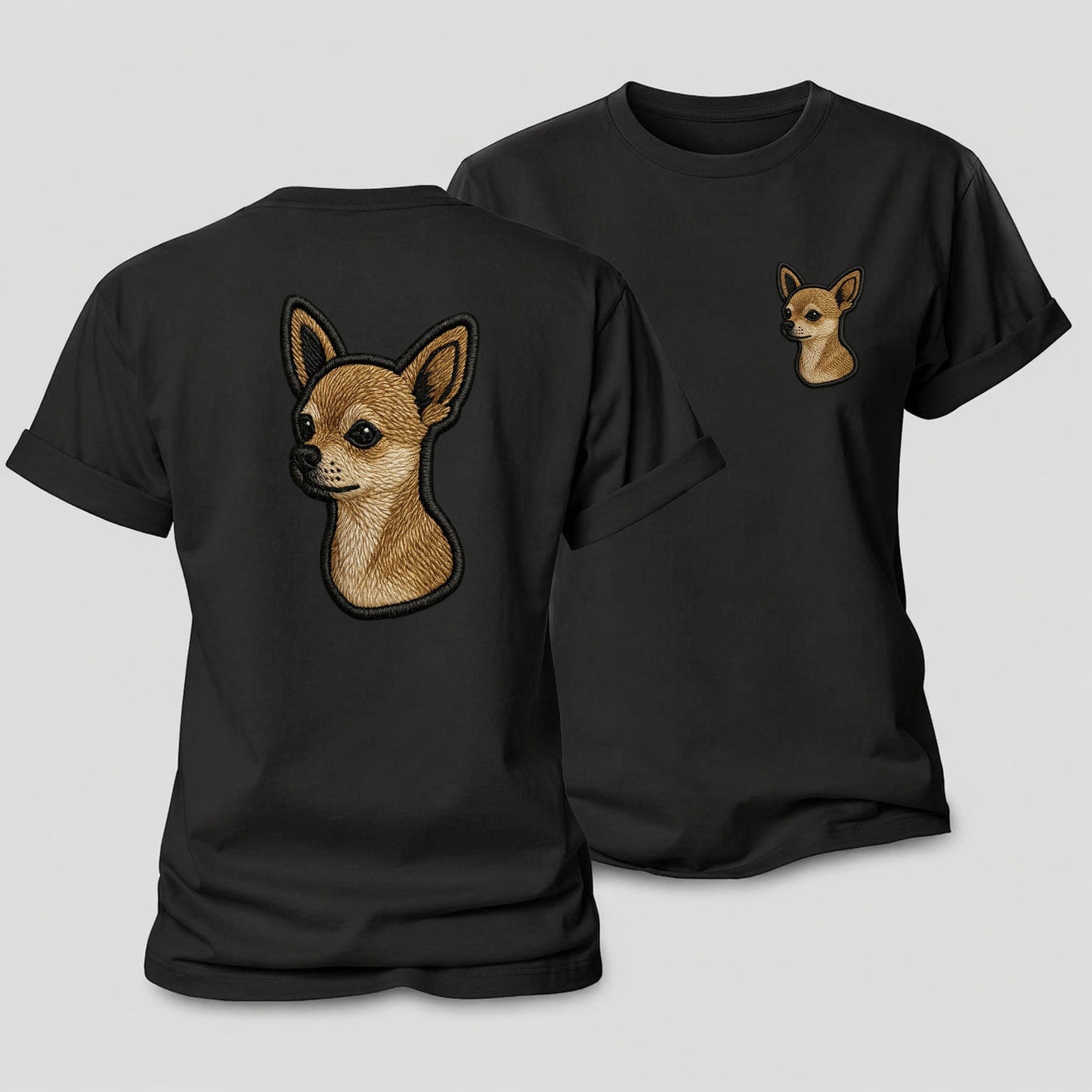 Chihuahua Modern Tiny Dog Logo With Bo Women's Cotton T-Shirt – Black