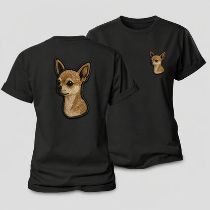 Chihuahua Modern Tiny Dog Logo With Bo Women's Cotton T-Shirt – Black