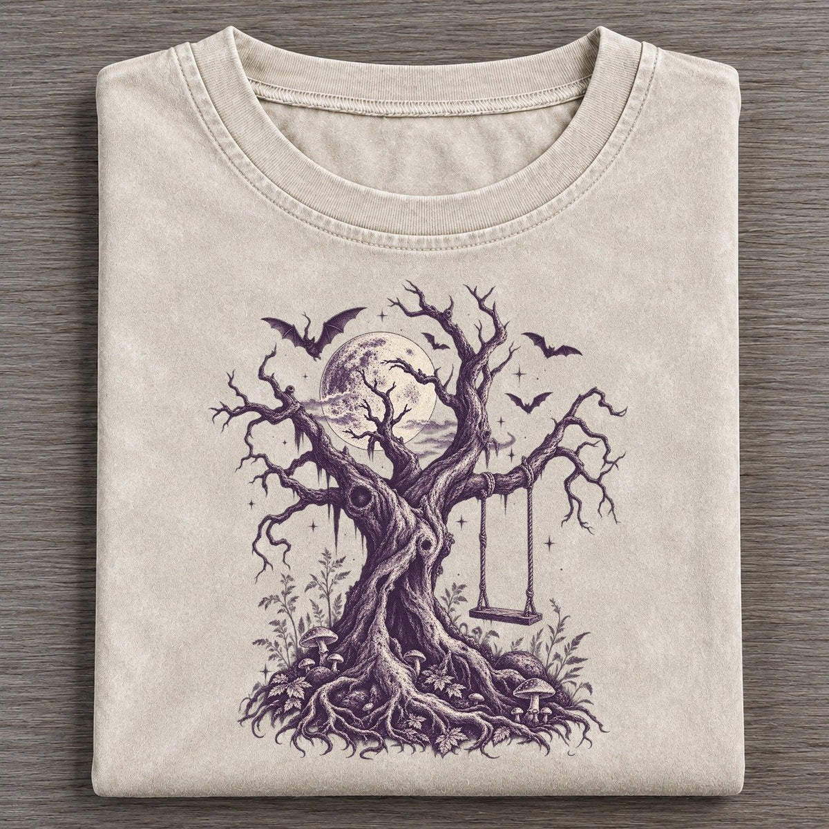 Dead Tree Rope Swing Midnight Haunt Vintage T-shirt – Off White