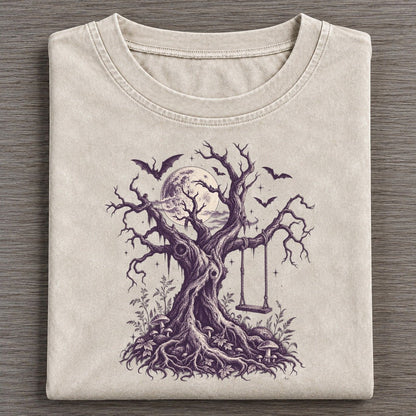 Dead Tree Rope Swing Midnight Haunt Vintage T-shirt – Off White