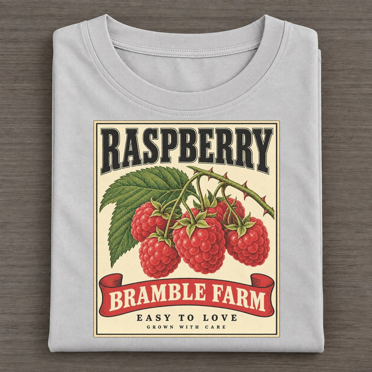 Raspberry Orchard Crate Classic T-shirt – Grey
