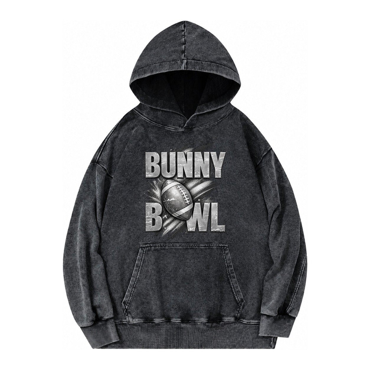 Bunny Bowl Vintage Washed Hoodie – Black