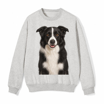 Border Collie Intelligent Companion Fleece Sweatshirt – Light Gray