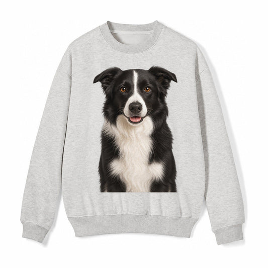 Border Collie Intelligent Companion Fleece Sweatshirt – Light Gray