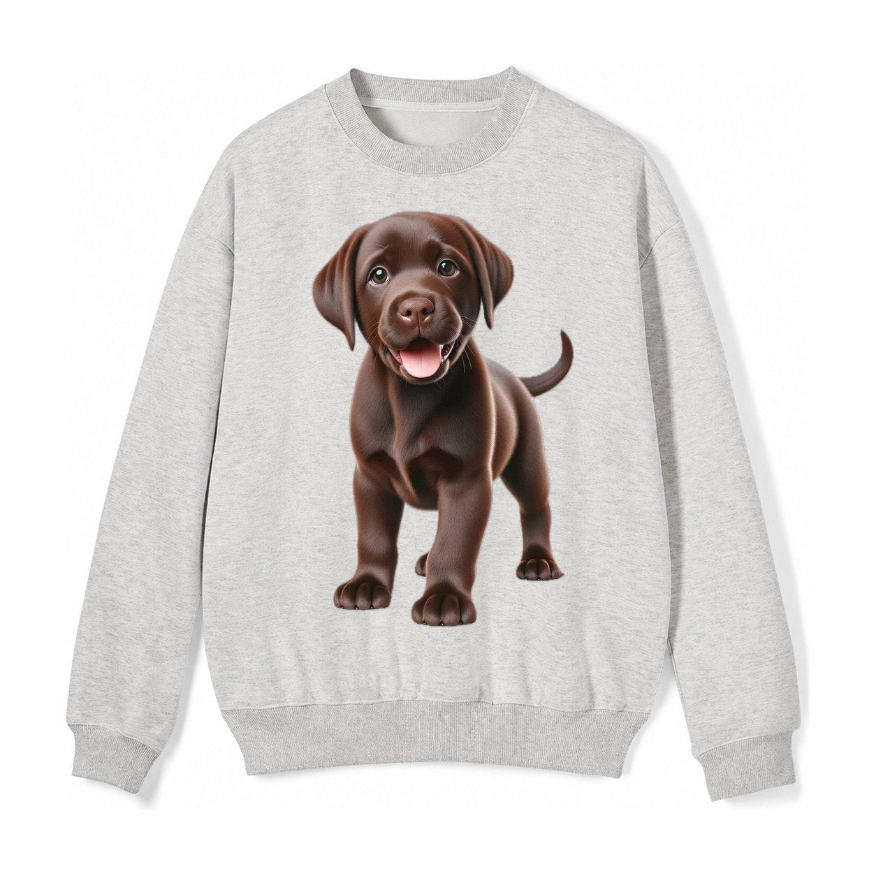 Chocolate Labrador Fleece Sweatshirt – Light Gray