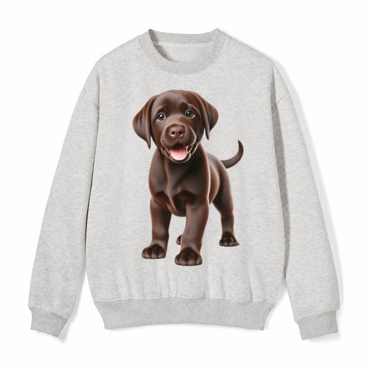 Chocolate Labrador Fleece Sweatshirt – Light Gray