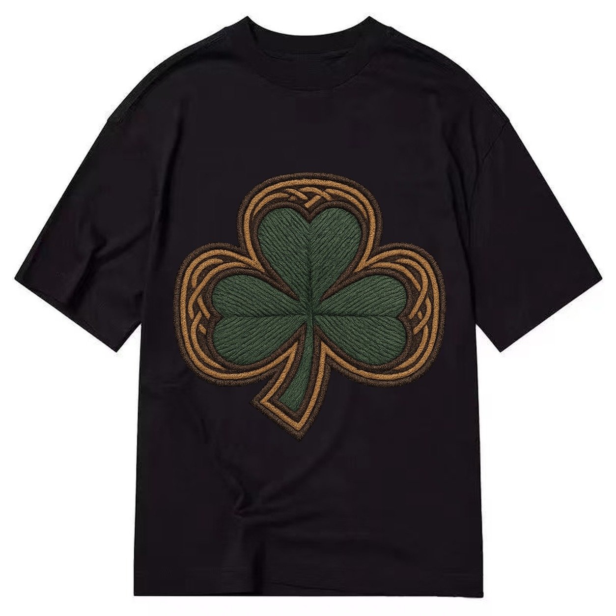Shamrock Three Leaf Clover With Celtic Border Design Classic T-shirt – Black