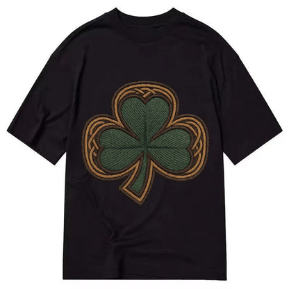Shamrock Three Leaf Clover With Celtic Border Design Classic T-shirt – Black
