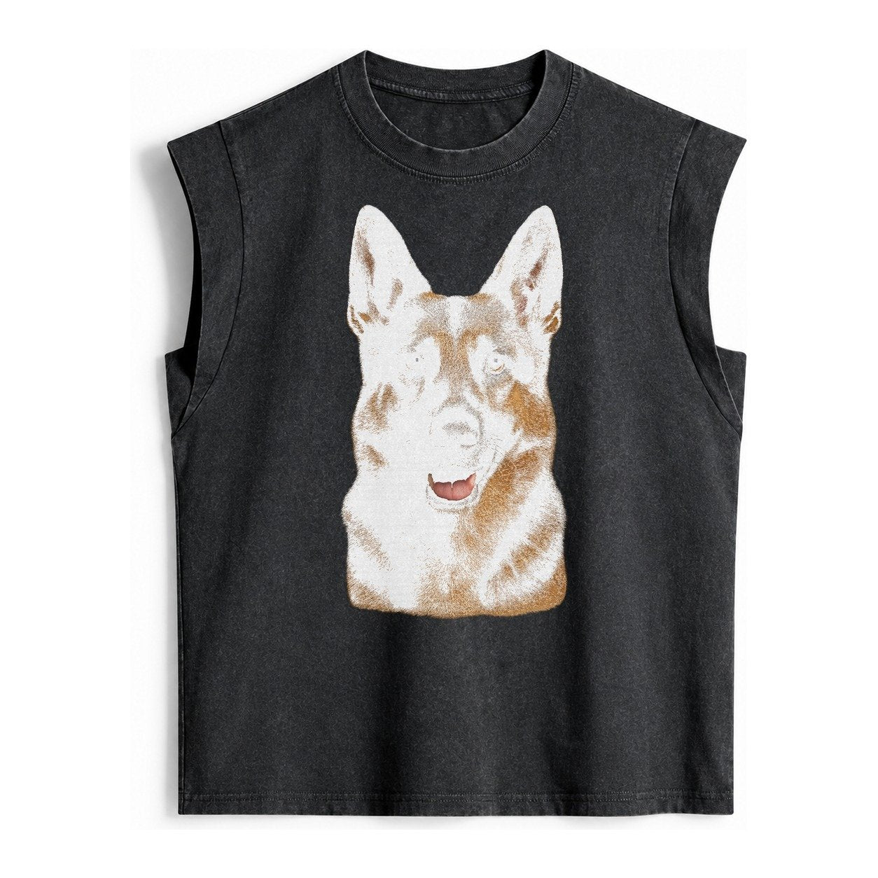 German Shepherd Portrait Vintage Washed Tank – Black
