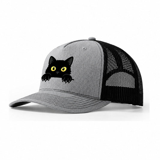 Black Cat Trucker Hat – Sport Grey-Black