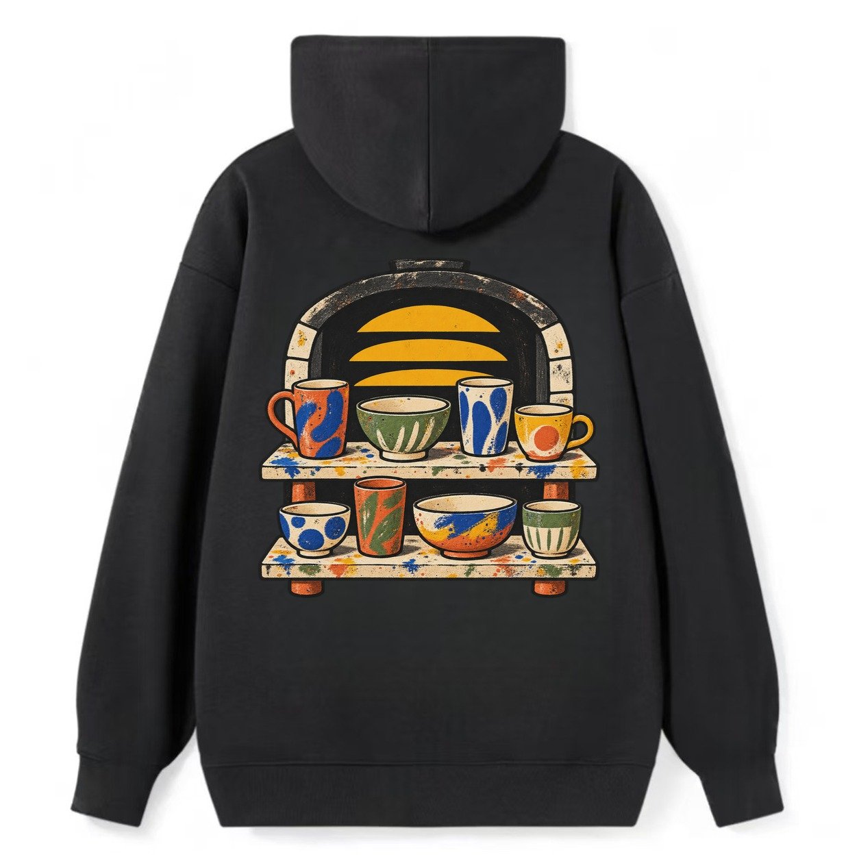 Kiln Shelf Sunrise Clay Color Makers Classic Pullover Hoodie – Black