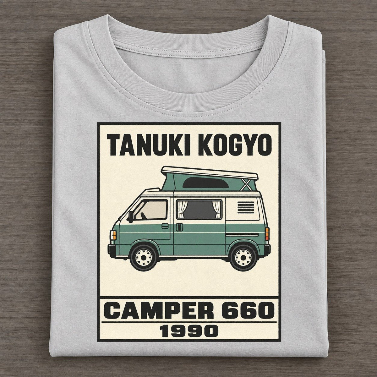 Tanuki Camper Showa Speed Plates Classic T-shirt – Grey