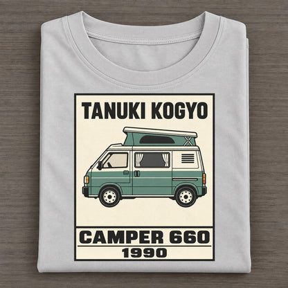 Tanuki Camper Showa Speed Plates Classic T-shirt – Grey