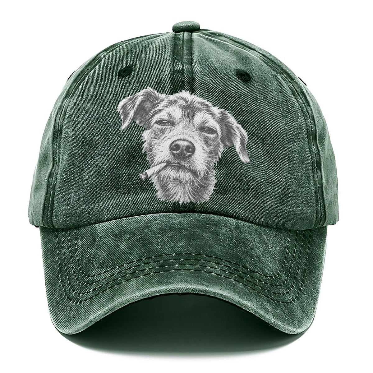 Mixed Breed Mutt A Loosely Hand Rolled Cigarette Smoking Dogs Smoking Dogs Portraits Classic Cap – Forest Mist