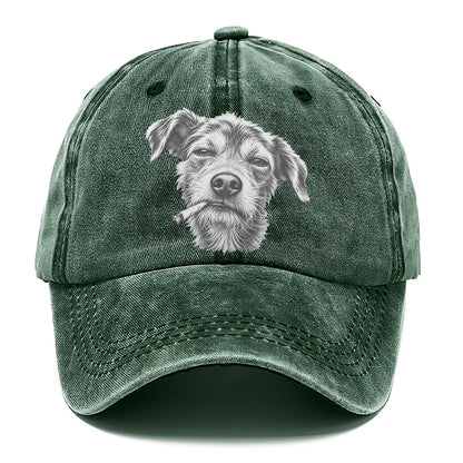 Mixed Breed Mutt A Loosely Hand Rolled Cigarette Smoking Dogs Smoking Dogs Portraits Classic Cap – Forest Mist