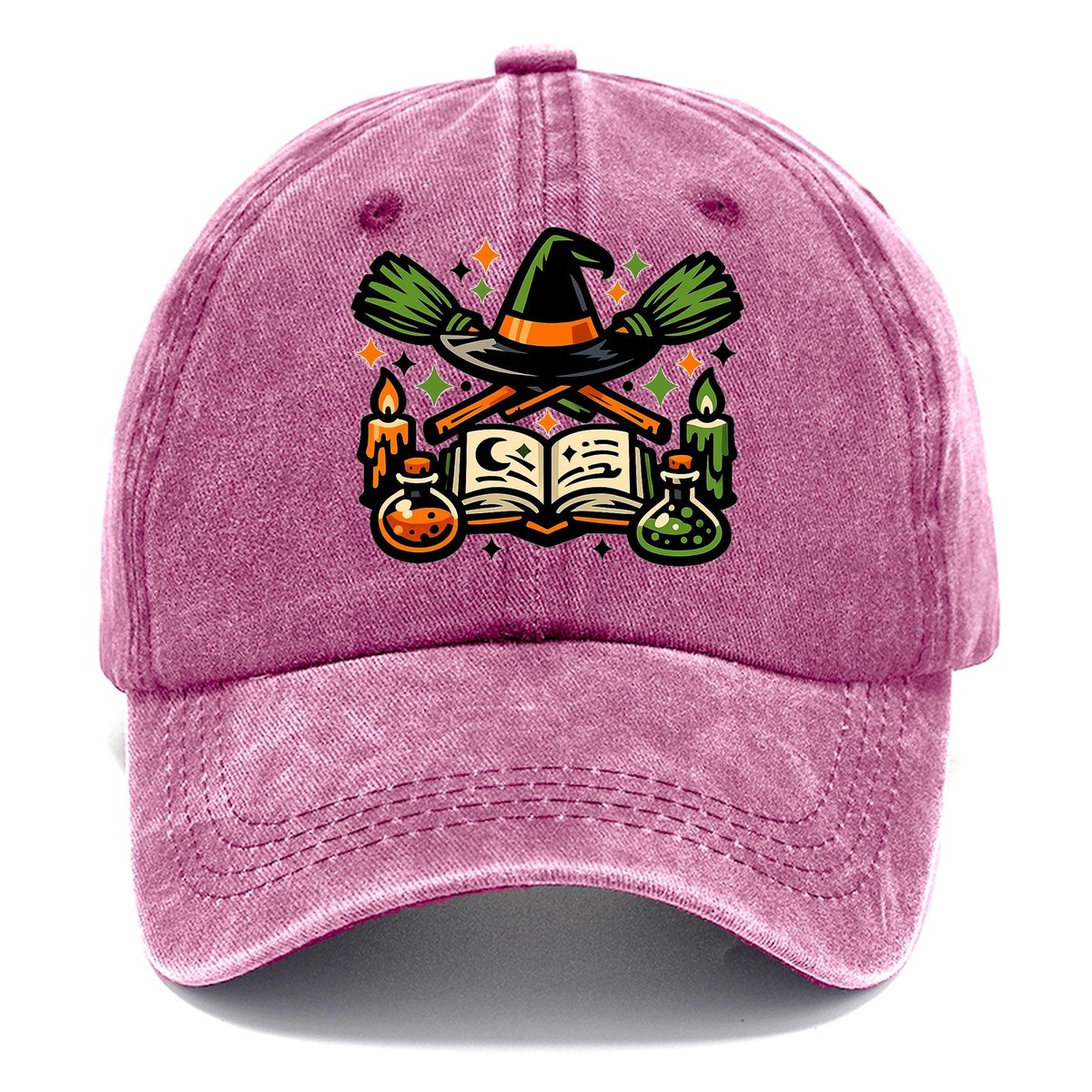 Witch Spellbook Crossed Brooms Classic Cap – Dusty Rose