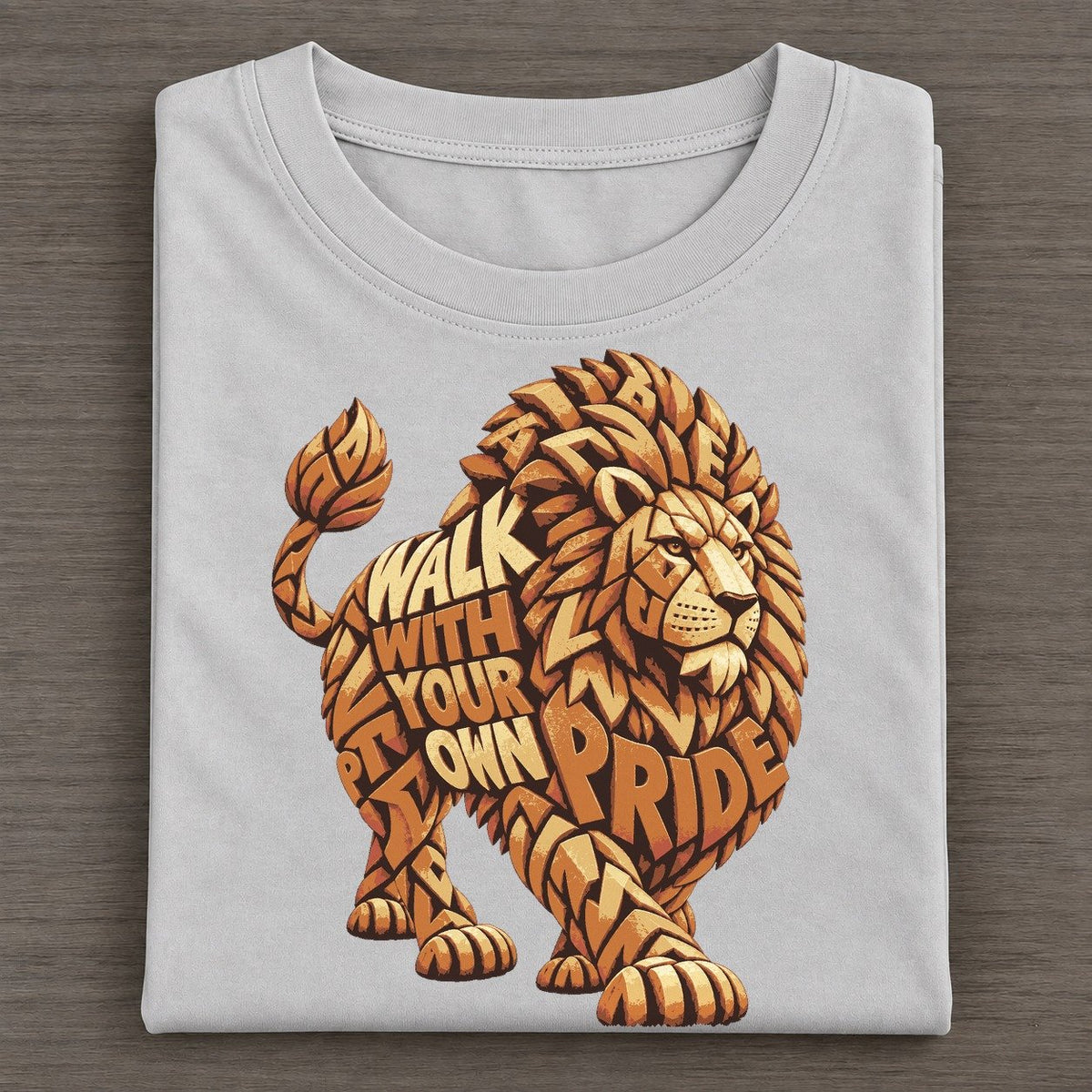 Lion Horizon Walk Letter Sculpture Classic T-shirt – Grey