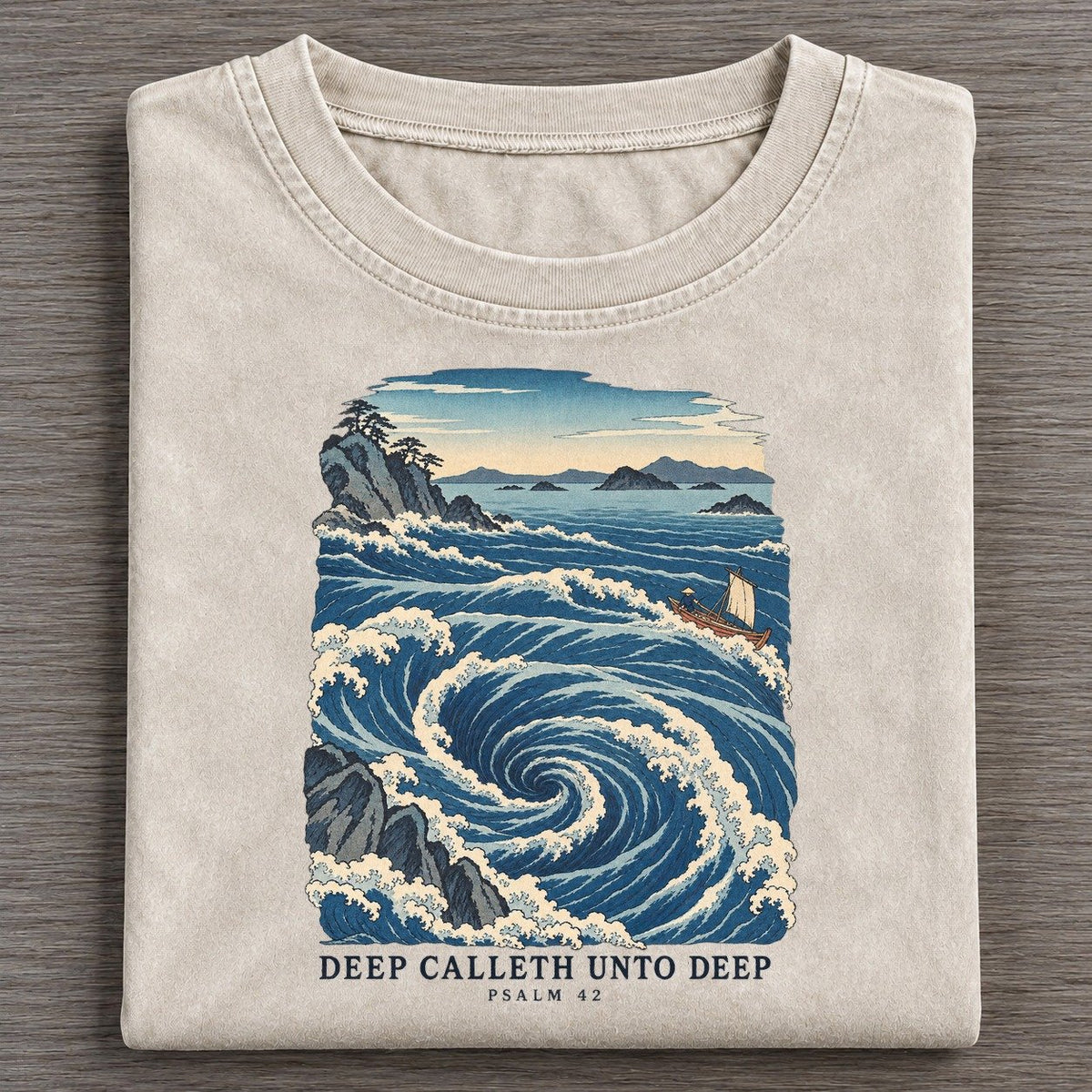 Deep Calleth Unto Deep The Great Deep Vintage T-shirt – Off White