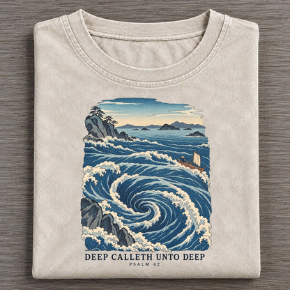 Deep Calleth Unto Deep The Great Deep Vintage T-shirt – Off White