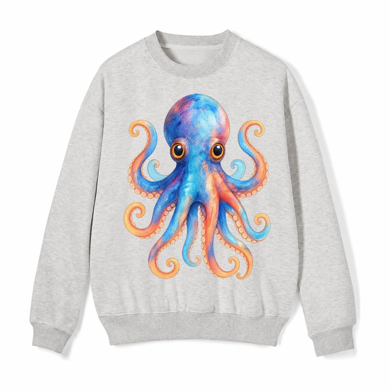 Octopus Cute Fleece Sweatshirt – Light Gray