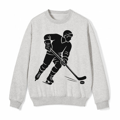 Ice Hockey Player Shooting Puck Fleece Sweatshirt – Light Gray
