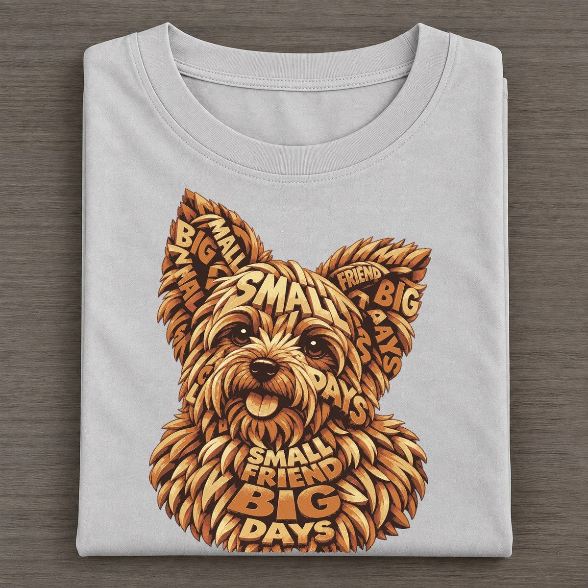 Yorkie Fringe Face Letter Sculpture Classic T-shirt – Grey