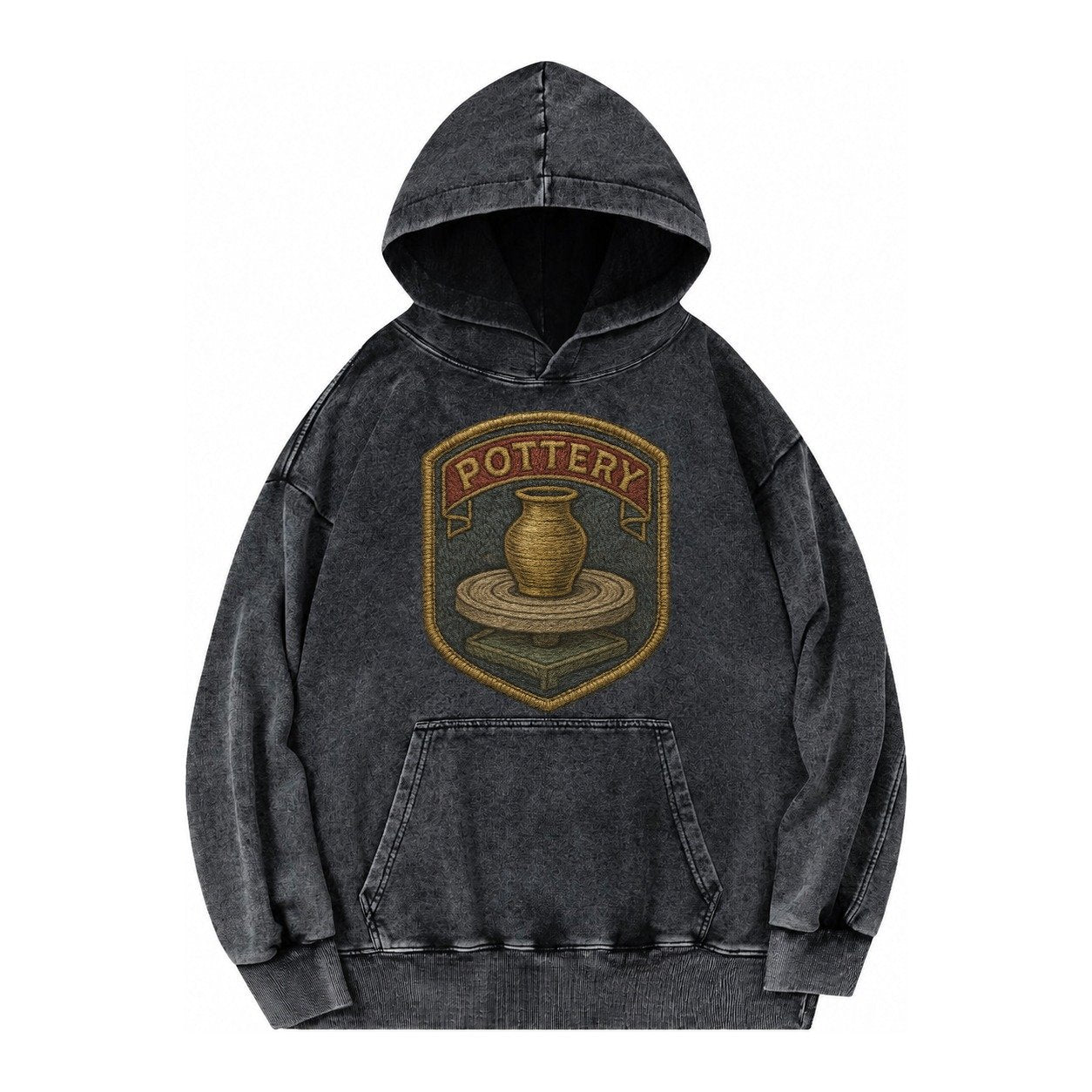 Pottery Wheel Vintage Washed Hoodie – Black
