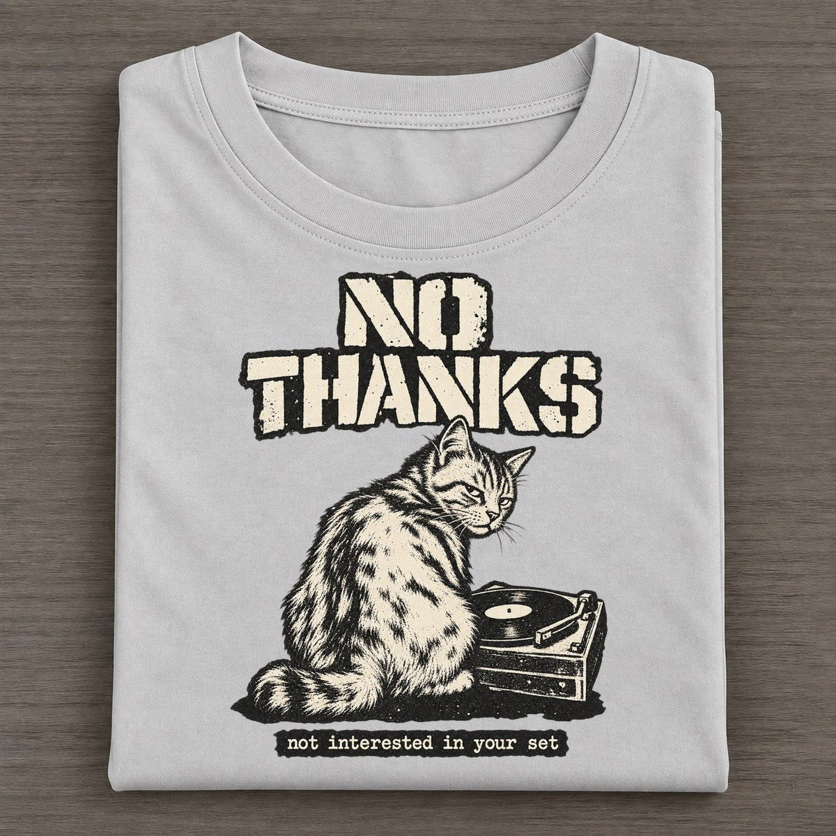 No Thanks Alley Cat Records Classic T-shirt – Grey